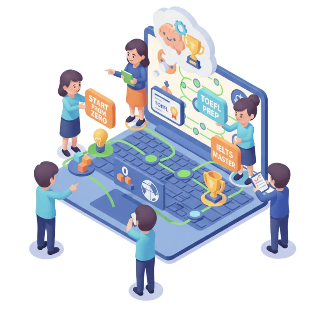 Mau mulai dari nol banget atau fokus kejar skor TOEFL/IELTS? Bisa banget. Di sini, program belajarnya fleksibel dan disesuaikan dengan targetmu. Apapun tujuanmu, kami siap bantu capai.